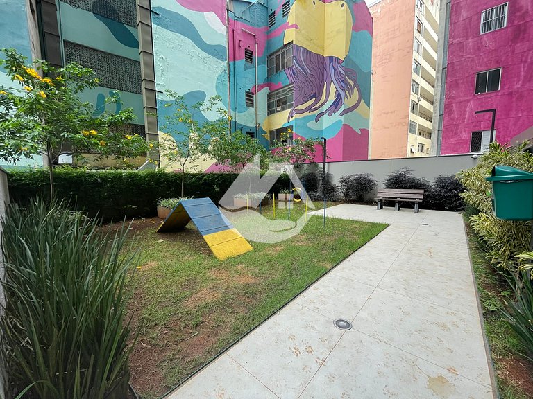 Studio com AC - Vila Buarque - Piscina no Rooftop