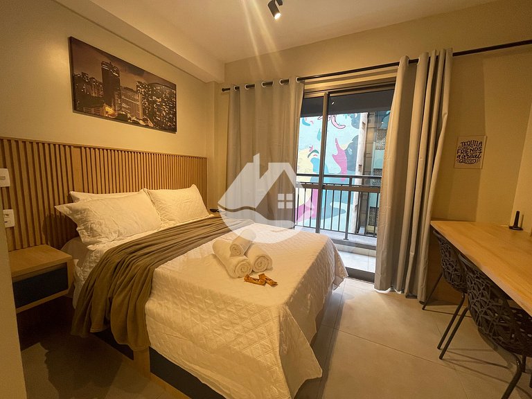 Studio with AC - Vila Buarque - Rooftop Pool