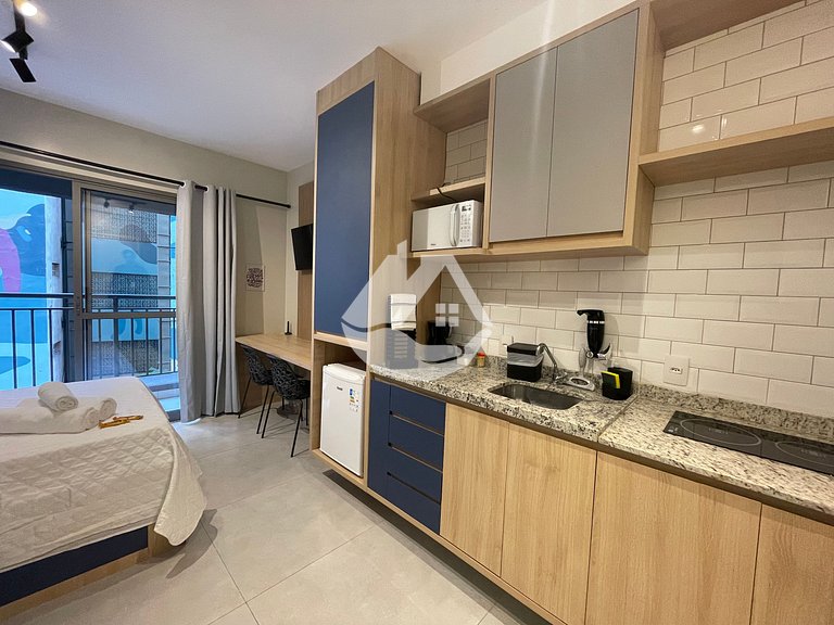 Studio com AC - Vila Buarque - Piscina no Rooftop