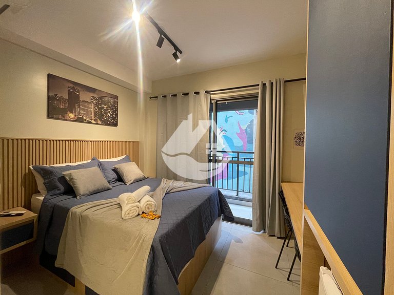 Studio with AC - Vila Buarque - Rooftop Pool