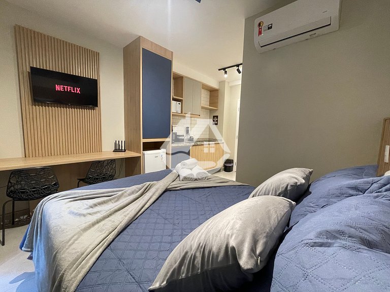 Studio com AC - Vila Buarque - Piscina no Rooftop