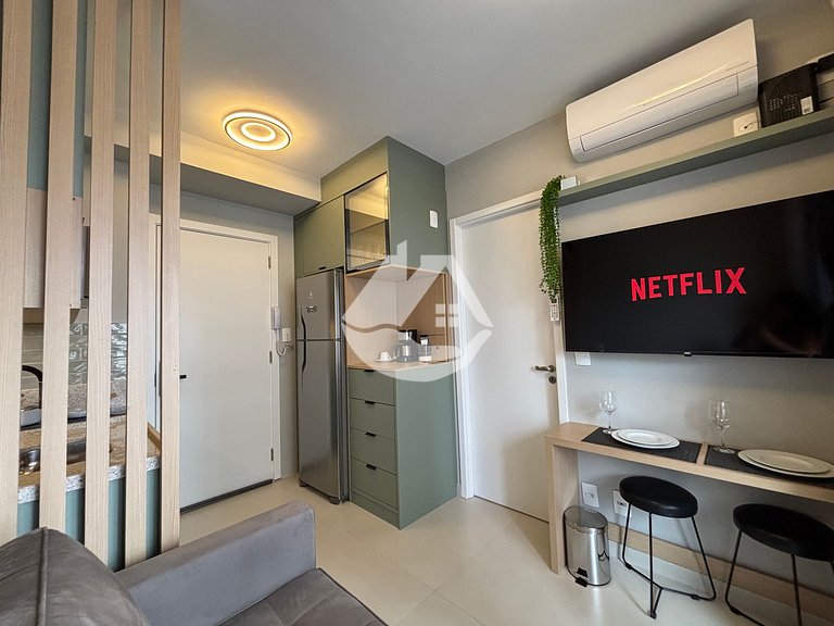 Apartamento 1 dorm. - 4 hóspedes - AC