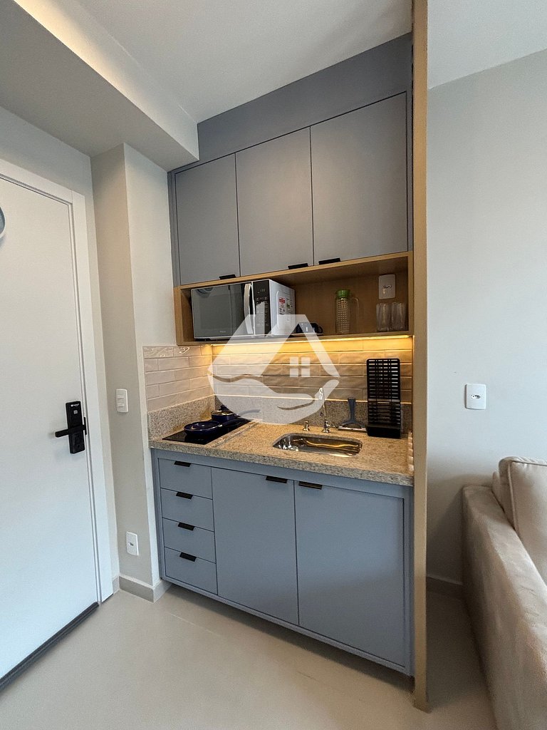 Apartamento 1 dorm. - 4 hóspedes - AC - Piscina